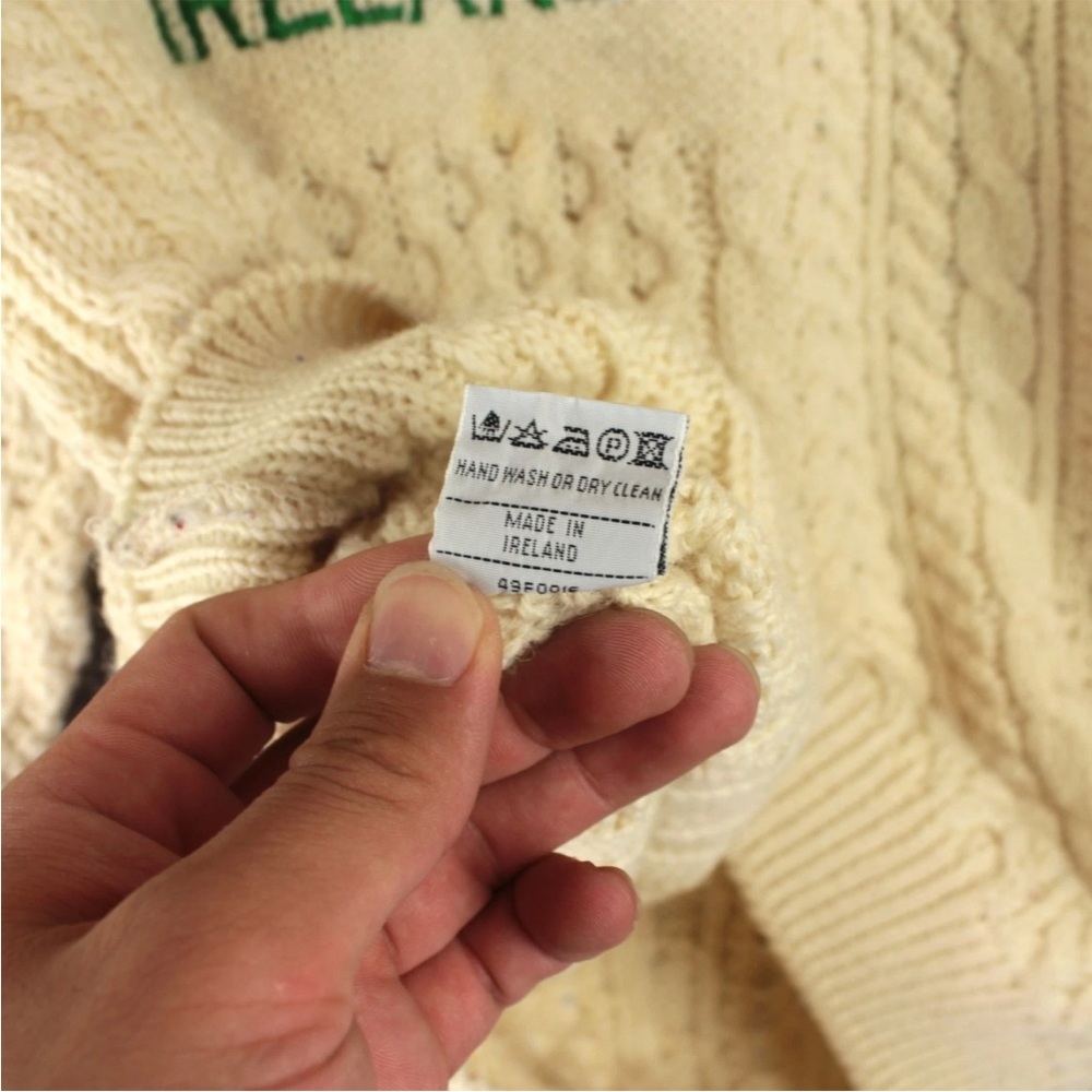 Blarney Woolen Mills Sweater Sz M Beige Pullover Wool Ireland Chunky Fisherman - Picture 9 of 13